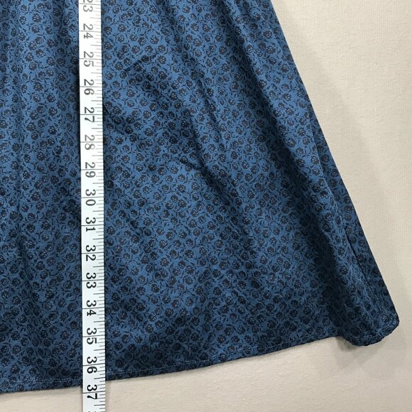 GAP Dress Women's XL Blue Floral Pullover Mini Smocked Ruffle Sleeve Pockets - Picture 15 of 16